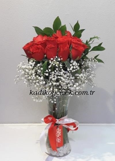 15 Adet Kırmızı Gül Aranjman 